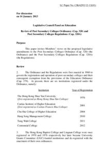 LC Paper No. CB[removed])  For discussion on 14 January[removed]Legislative Council Panel on Education