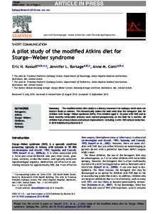 A pilot study of the modified Atkins diet for Sturgeâ€“Weber syndrome