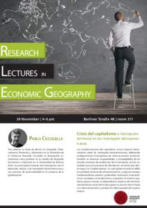 Research Lectures Economic Geography in  24 November | 4-6 pm