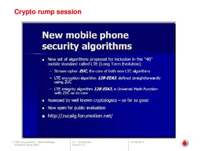 Crypto rump session  1 FSE rump session – Steve Babbage Vodafone Group R&D  C1 - Unrestricted