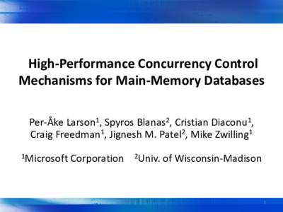 High-Performance Concurrency Control Mechanisms for Main-Memory Databases