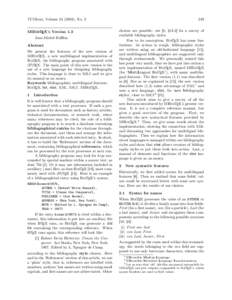 TUGboat, Volume[removed]), No. 2 MlBibTEX’s Version 1.3 Jean-Michel Hufflen Abstract We present the features of the new version of MlBibTEX, a new multilingual implementation of