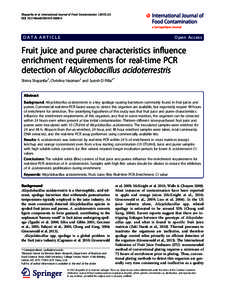 Fruit juice and puree characteristics influence enrichment requirements for real-time PCR detection of Alicyclobacillus acidoterrestris