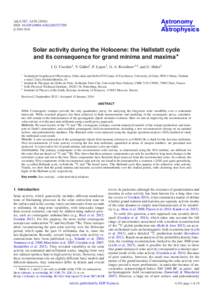 Solar activity during the Holocene: the Hallstatt cycle and its consequence for grand minima and maxima
               Solar activity during the Holocene: the Hallstatt cycle and its consequence for grand minima and maxi