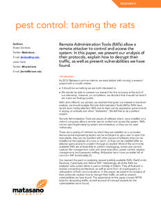 RESEARCH  pest control: taming the rats
