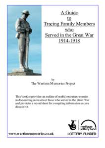 A Guide to Tracing Family Members who Served in the Great War