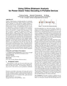 Using Offline Bitstream Analysis for Power-Aware Video Decoding in Portable Devices Yicheng Huang Samarjit Chakraborty