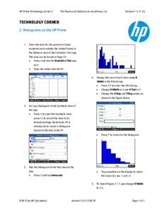 HP Prime Technology Corner 2  The Practice of Statistics for the AP Exam, 5e Section 1-2, P. 36