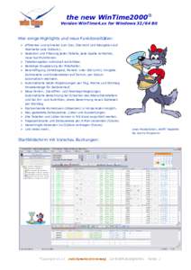 the new WinTime2000® Version WinTime4.xx for WindowsBit Hier einige Highlights und neue Funktionalitäten: effizienter und schneller zum Ziel, Übersicht und Navigation auf Startseite (wie Outlook).