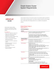 Oracle Solaris Cluster System Requirements Data Sheet