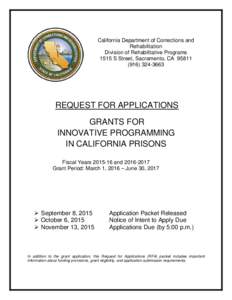 California Department of Corrections and Rehabilitation Division of Rehabilitative Programs 1515 S Street, Sacramento, CA3663