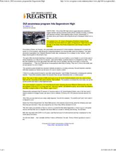 Print Article: DUI awareness program hits Segerstrom High