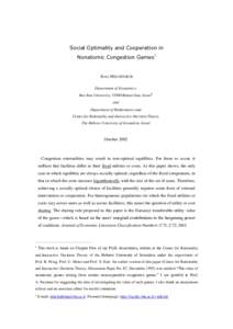 Social Optimality and Cooperation in Nonatomic Congestion Games