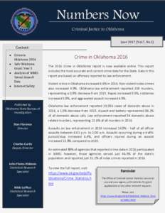 Numbers Now Criminal Justice in Oklahoma JuneVol.7, No.1) Content: 