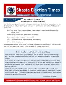 Decemberback page. Shasta County Clerk and Elections 1643 Market Street Redding, CA5732
