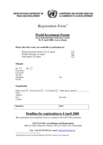 World Investment Forum - Registratio Form