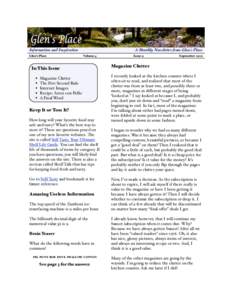 Information and Inspiration Glen’s Place A Monthly Newsletter from Glen’s Place Volume 4