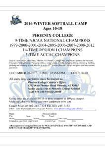 PHOENIX COLLEGE FASTPITCH CAMP WINTER 2016 REVISED