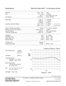 Sonoma Instrument ®  Specifications 310 Broadband Amplifier