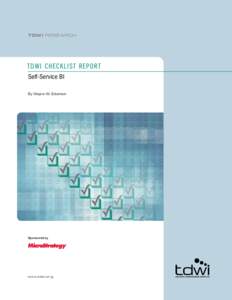 TDWI research  TDWI Checklist report Self-Service BI By Wayne W. Eckerson