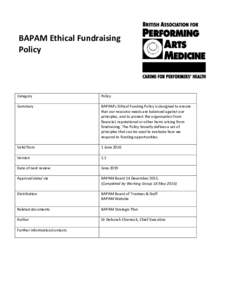 BAPAM Ethical Fundraising Policy Category  Policy