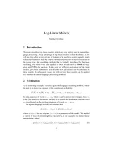 Log-Linear Models Michael Collins 1  Introduction