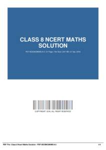 CLASS 8 NCERT MATHS SOLUTION PDF-BOOMC8NMS-9-2 | 31 Page | File Size 1,647 KB | 27 Apr, 2016 COPYRIGHT 2016, ALL RIGHT RESERVED