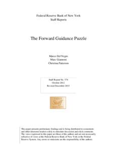 Federal Reserve Bank of New York Staff Reports The Forward Guidance Puzzle  Marco Del Negro