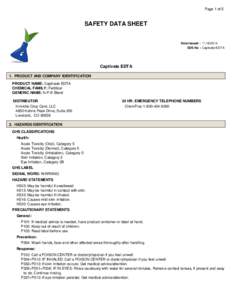 Page 1 of 5  SAFETY DATA SHEET Date Issued : SDS No : Captivate EDTA