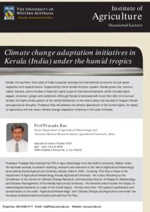 Institute of  Agriculture Occasional Lecture  Climate change adaptation initiatives in