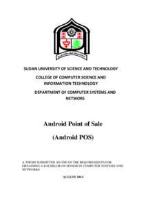 SUDAN UNIVERSITY OF SCIENCE AND TECHNOLOGY COLLEGE OF COMPUTER SCIENCE AND INFORMATION TECHNOLOGY DEPARTMENT OF COMPUTER SYSTEMS AND NETWORS