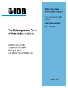 Inter-American Development Bank Integration and Trade Sector DISCUSSION PAPER No. IDB-DP-351