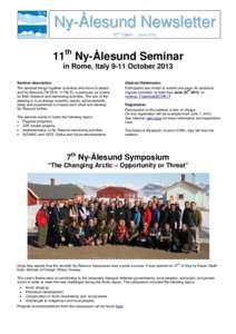 Ny-Ålesund Newsletter nd 32 nd Edition – June11th Ny-Ålesund Seminar