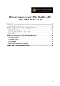 General Supplementary Plan Guidance for 2013 Plans for all TEOs