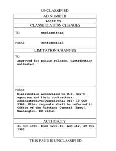 UNCLASSIFIED AD NUMBER AD393155 CLASSIFICATION CHANGES TO: