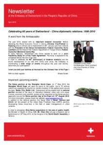 Newsletter of the Embassy of Switzerland in the People’s Republic of China - N° 3 - April 2010