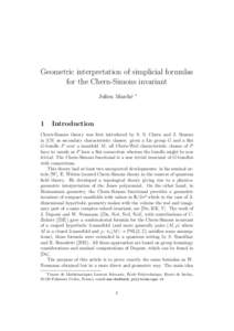 Geometric interpretation of simplicial formulas for the Chern-Simons invariant Julien March´e ∗
