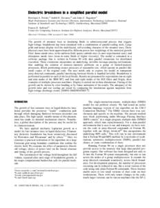 Dielectric breakdown in a simplified parallel model Howland A. Fowler,a! Judith E. Devaney,b! and John G. Hagedornc! High Performance Systems and Services Division, Information Technology Laboratory, National Institute o