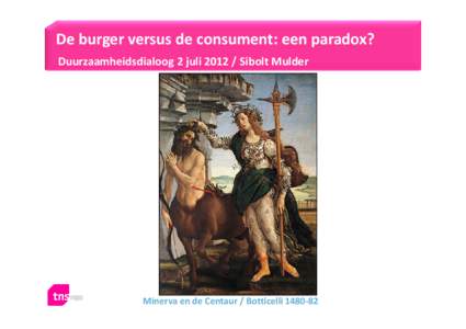 De burger versus de consument: een paradox? Duurzaamheidsdialoog 2 juliSibolt Mulder Minerva en de Centaur / Botticelli  Behavioral Economics onderzoek: