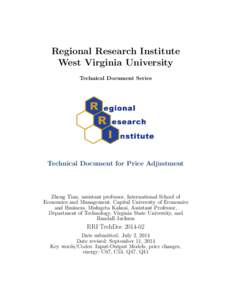 Regional Research Institute West Virginia University Technical Document Series Technical Document for Price Adjustment