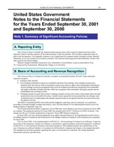 United States Government Notes to the Financial Statements for the Year Ended September 30, 2000