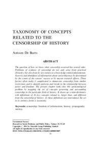 Taxonomy of Concepts Related to the Censorship of HistoryANTOON DE BAETSTaxonomy of concepts related to the censorship of history