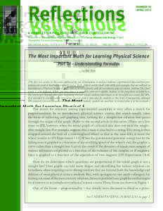 Reflections  NUMBER 35 APRIL, 2012  A NEWSLETTER PUBLISHED BY SCIENCE CURRICULUM INC.