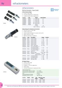 Re  refractometers refractometers Refractometers, hand held E-line Economy Range