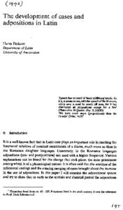 The development of cases and adpositions in Latin Harm Pinkster Department of Latin University of Amsterdam