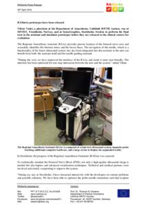 RASimAs Press Release 30th April 2016 RASimAs prototypes have been released Viktor Voski, a physician at the Department of Anaesthesia, Uniklinik RWTH Aachen, was at SINTEF, Trondheim, Norway, and at SenseGraphics, Stock