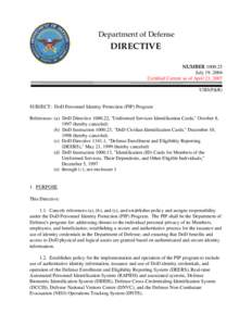 DoD Directive, July 19, 2004; Certified Current as of April 23, 2007