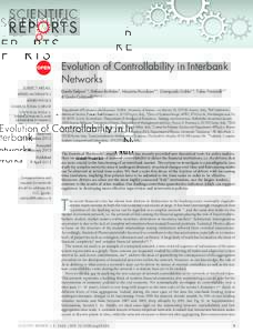 Evolution of Controllability in Interbank Networks SUBJECT AREAS: APPLIED MATHEMATICS APPLIED PHYSICS COMPUTATIONAL SCIENCE