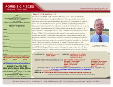 FORENSIC PIECES  www.forensicpieces.com TRAINING & CONSULTING
