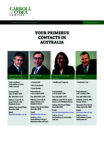 Our Experience Solutions Together  www.codea.com.au YOUR PRIMERUS CONTACTS IN